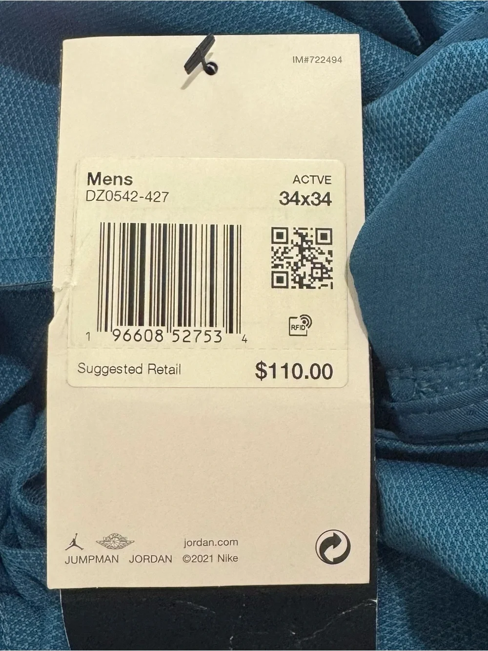Nike Jordan Dri-FIT Sport Golf Slim Fit Cargo Pants Blue Men’s 34x34 NWT